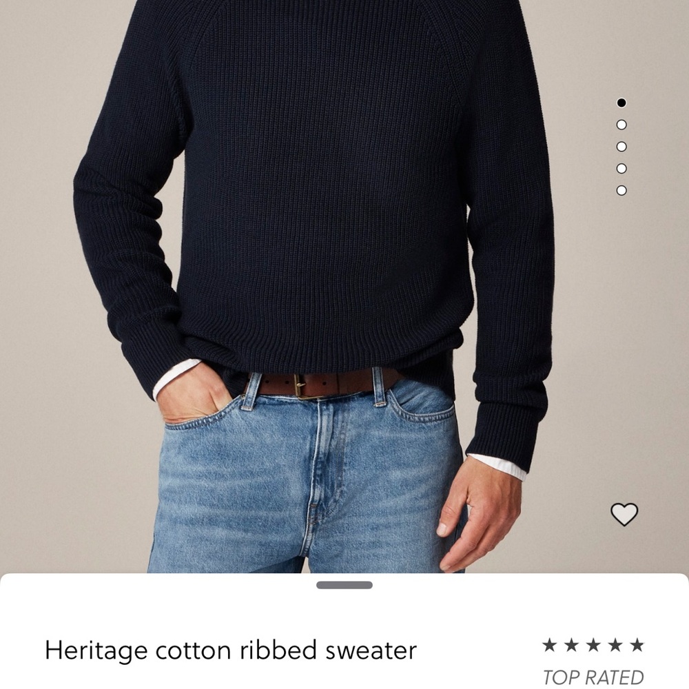 J. Crew Heritage Cotton Ribbed Sweater in Navy Blue